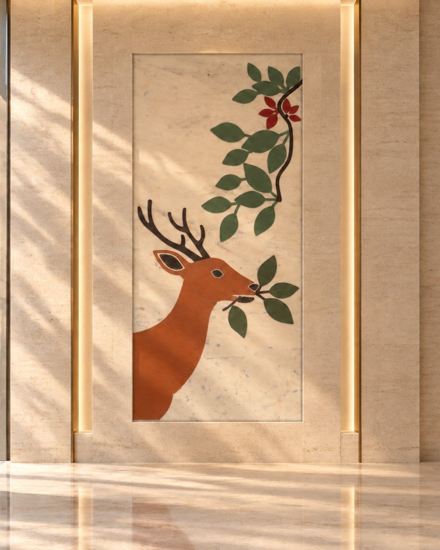 Hungry Deer relief panel